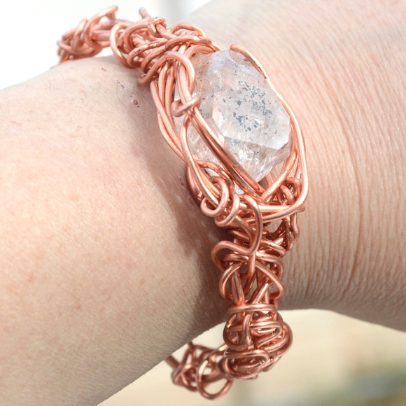 Conceptual Subculture Jewelry - Herkimer Diamond Quartz Copper Healing Bracelet
